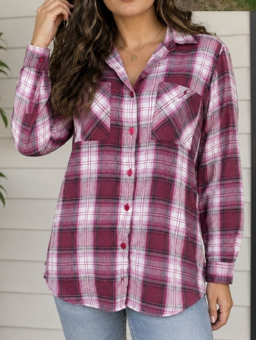 Forenza Button Down Long Sleeve Plaid
